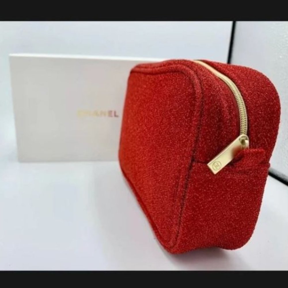 Brand New Chanel Red Cosmetic Bag with Box - Picture 5 of 7